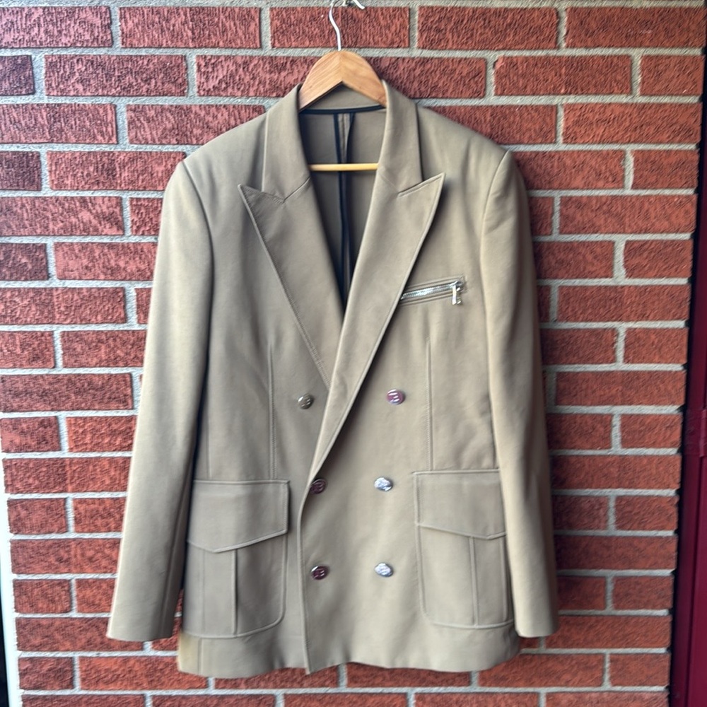 BALMAIN Taupe Double-Breasted Blazer  Size Large/52 NWT